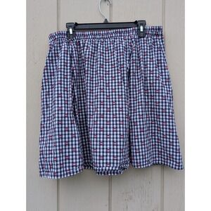 Maeve Navy & White Gingham Mini Skirt with Red Dot Accents